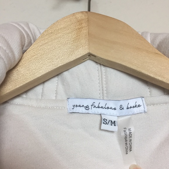 Young Fabulous Broke Cream Quilted Blanket Open Cardigan Jacket S/M Cozy NWT - Picture 8 of 8